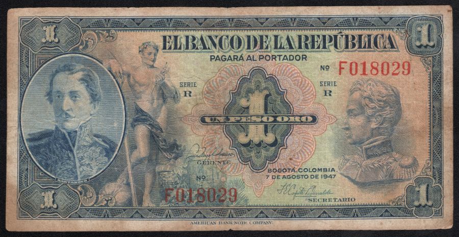 Billet 1 peso Oro 1947 RARO letra F