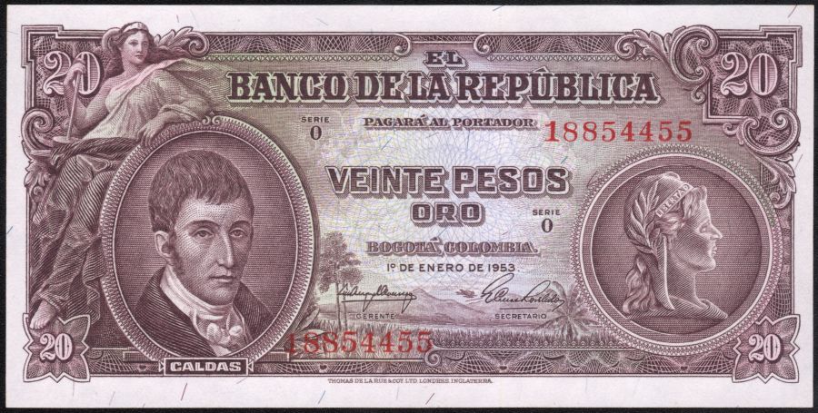 20 pesos Oro 1 Enero 1953