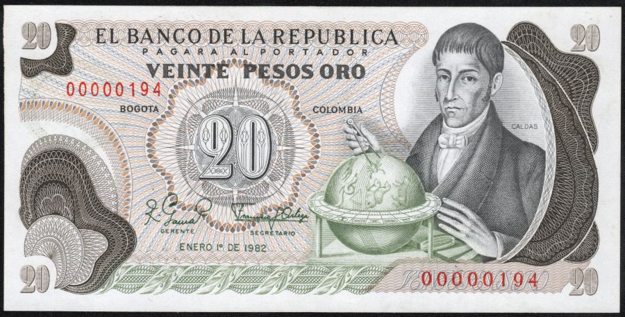 20 Pesos Oro # 194 Bajo
