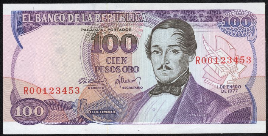 100 Pesos Oro Reposición 1977