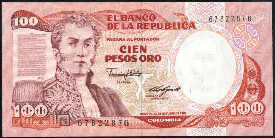 100 Pesos Oro Radar 1986