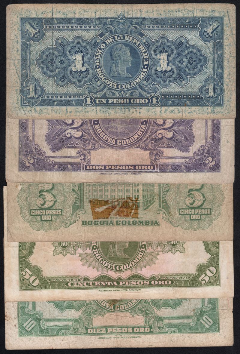 Colección 5 billetes Oro