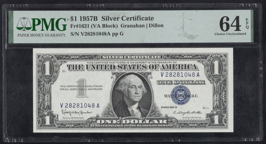 1 certificado de plata Serie 1957 B.
