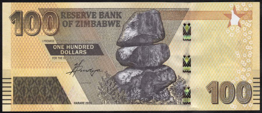 100 dólares de Zimbabue 2020