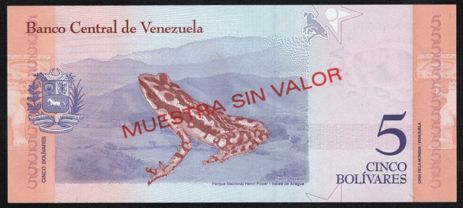 Muestra sin valor 5 bolívares 2018