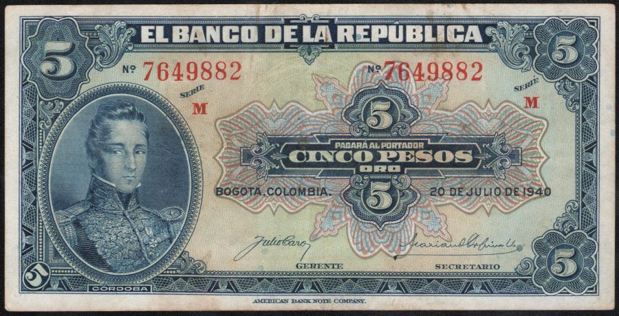 5 Pesos Oro 1940