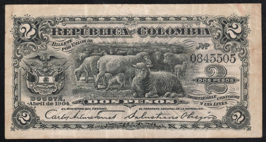 2 Pesos Bogotá Abril de 1904