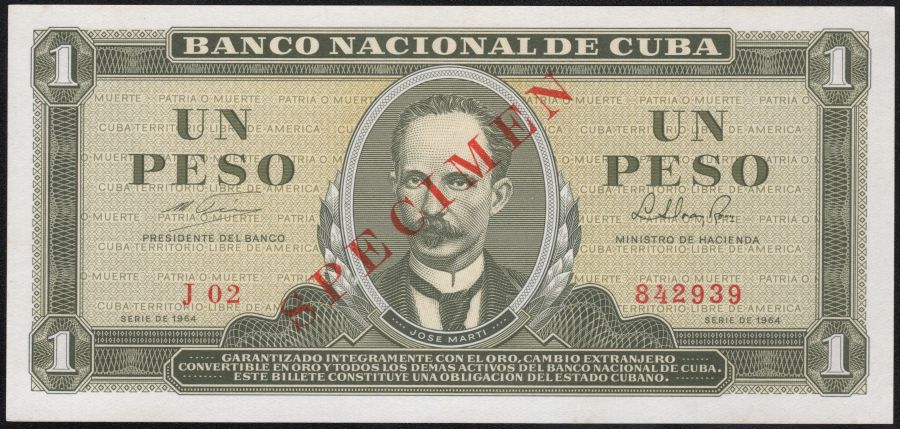 Specimen 1 Peso Cuba 1964
