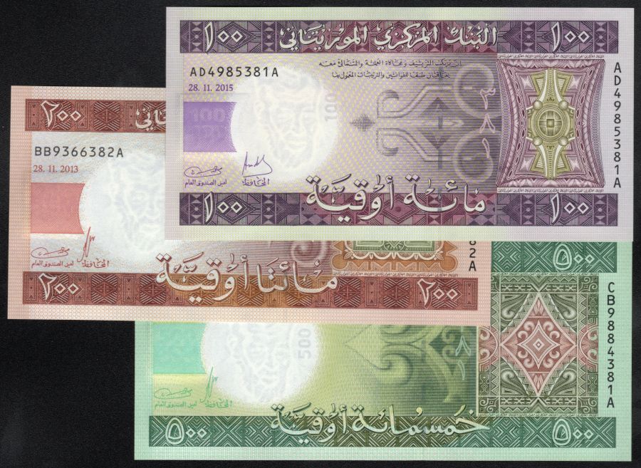 Set de 3 billtes Mauritania