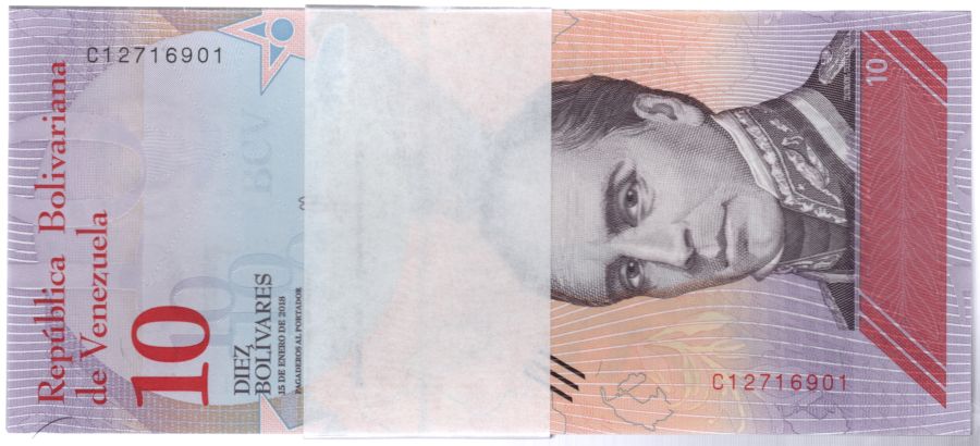 Fajo 100 billetes 10 Bolivares 2018