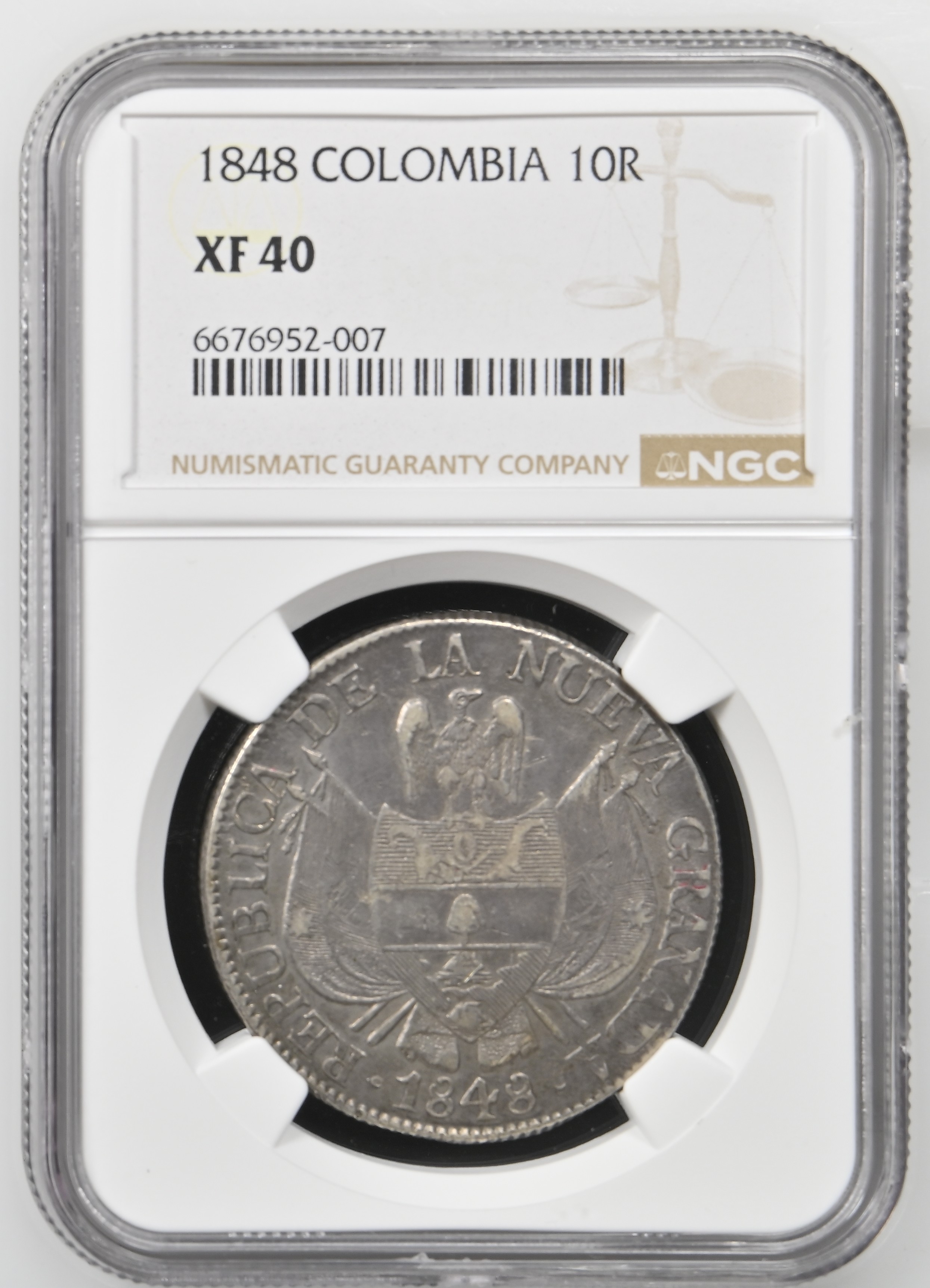 10 Reales 1848 República de la Nueva Granada