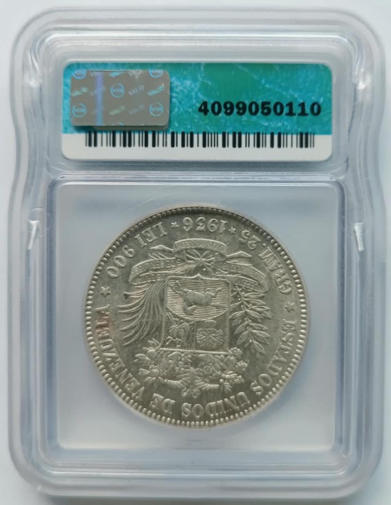 5 Bolívares Venezuela Plata Ley 0,900