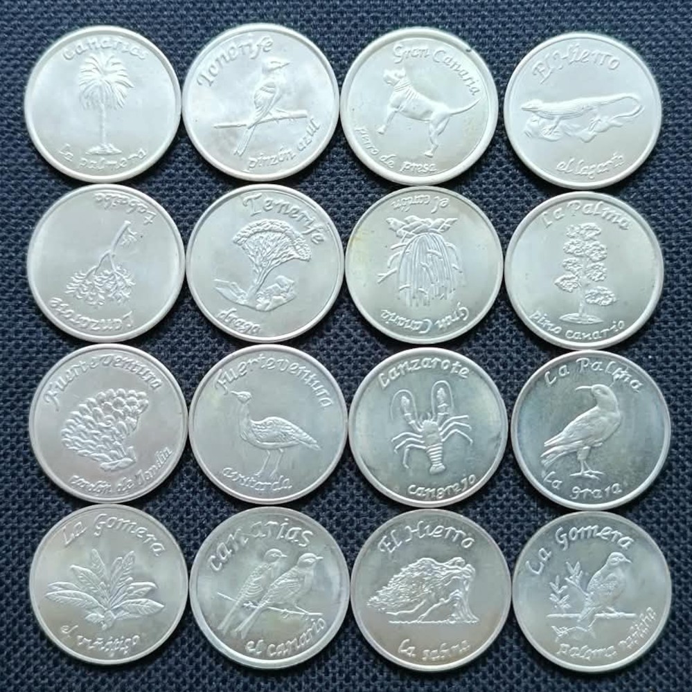 Juego 16 medallas islas Canaria plata .800
