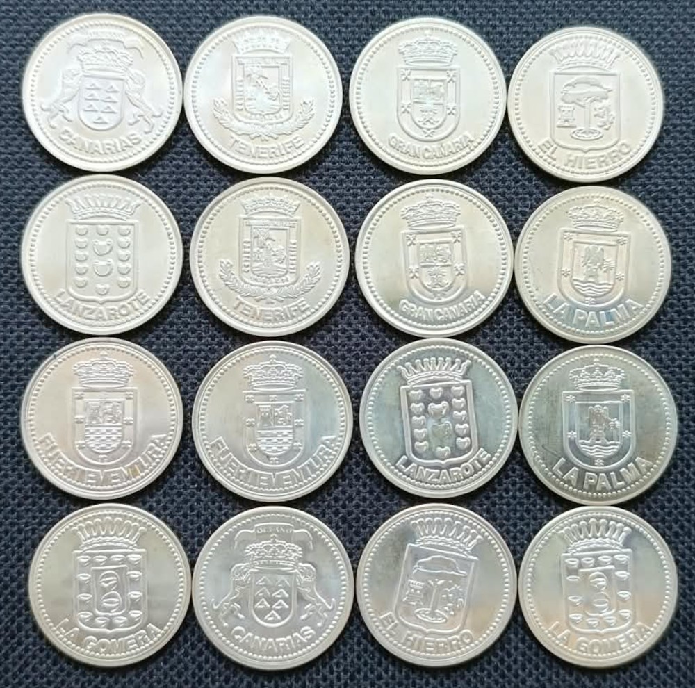 Juego 16 medallas islas Canaria plata .800