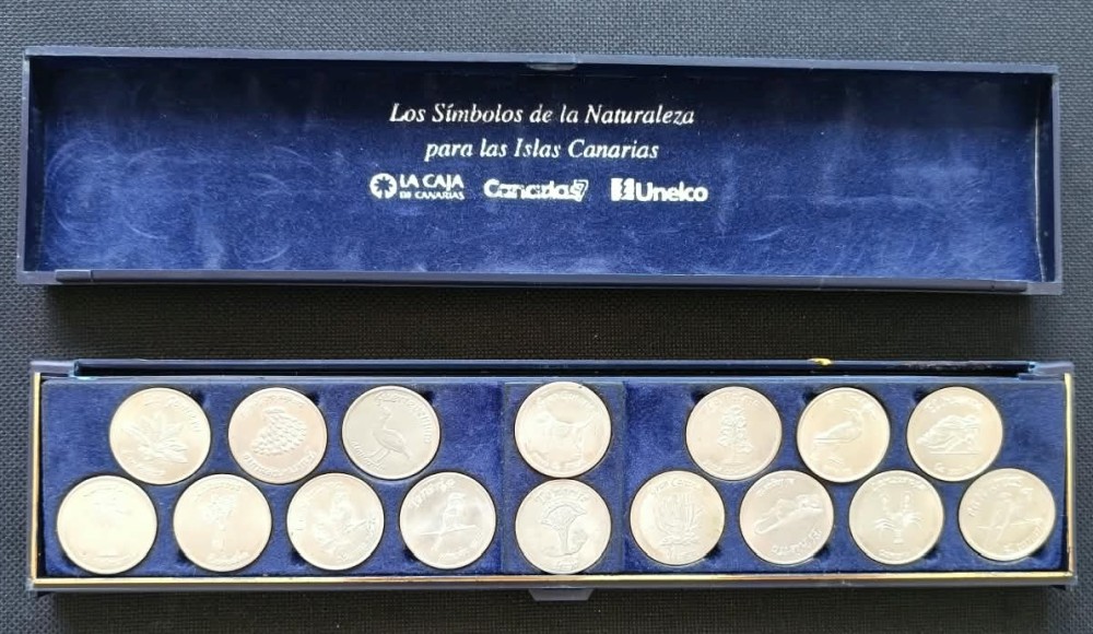 Juego 16 medallas islas Canaria plata .800