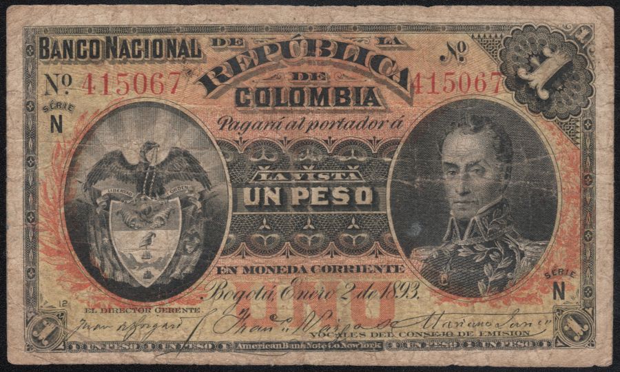 1 Peso Banco Nacional 1893