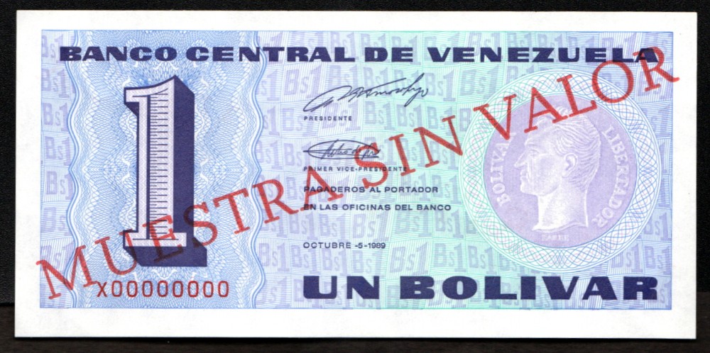1 Bolivar Muestra sin Valor 1989
