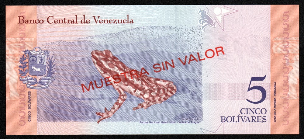 5 Bolivares Muestra sin Valor 2018