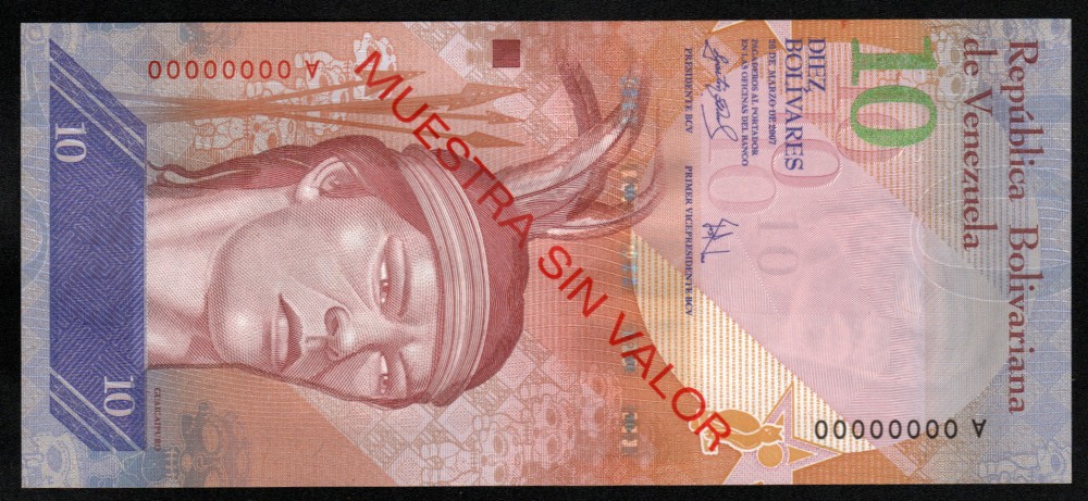 10 Bolivares Muestra sin Valor 2007