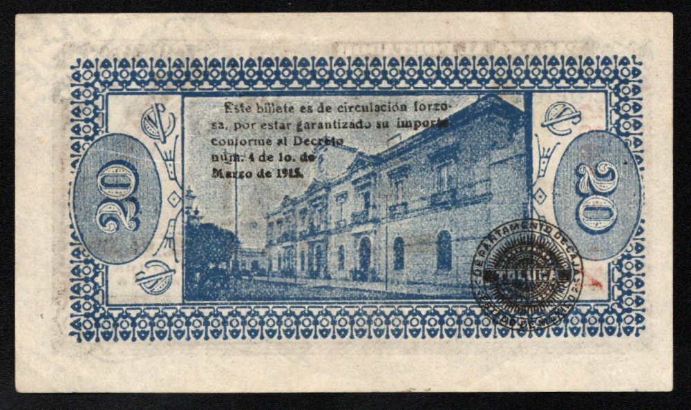 20 pesos Estado Libre y soberano México 1915