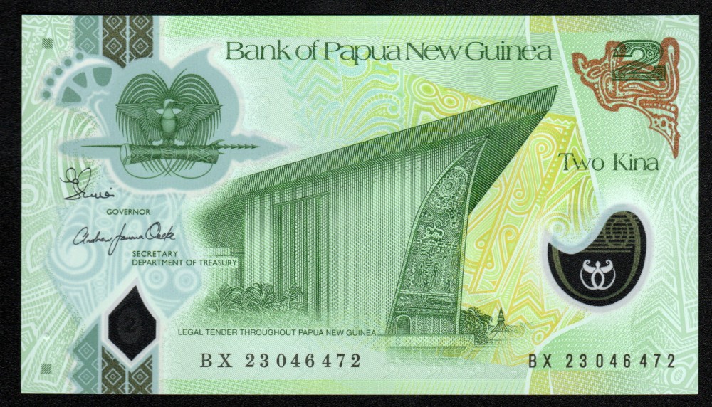2 Kina Papua nueva Guinea plástic