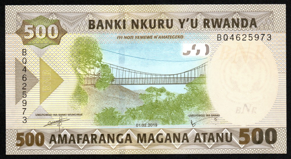 500 Hundred Francs Rwanda 01.02.2019